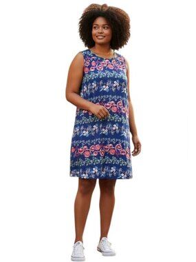 Luxology Sleeveless Floral Shift Dress Blue Size 14